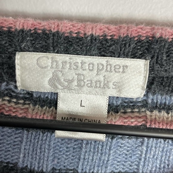 Christopher & Banks L Cardigan Zippered Striped - Picture 4 of 5